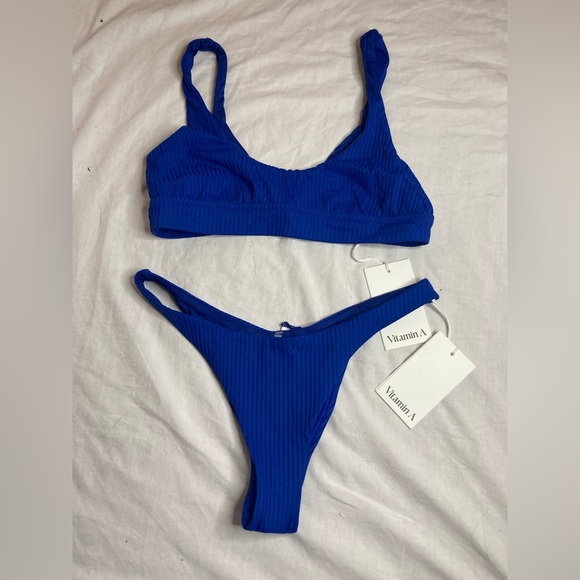 NWT Vitamin A Variegated Saphhire Blue Ecorib Bikini Size Medium (8) - Picture 3 of 7